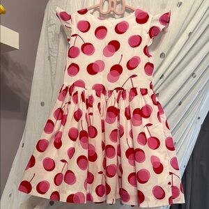Jacadi Cherry Print Dress in Pink and Red